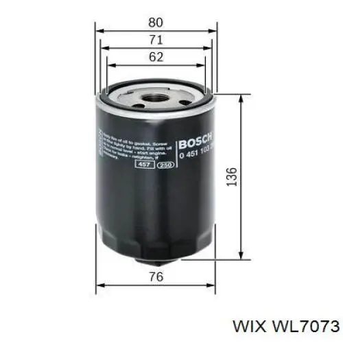 Масляний фільтр двигуна WIX WL7073 ціна, від 5.09 USD