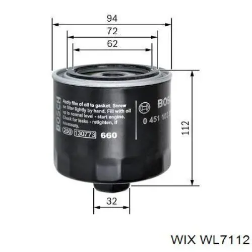 Масляний фільтр двигуна WIX WL7112 ціна, від 5.56 USD