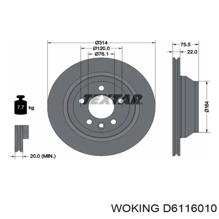 D6116010 Woking диск гальмівний задній