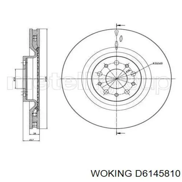 Диск переднього гальма Woking D6145810 ціна, від 55.65 USD