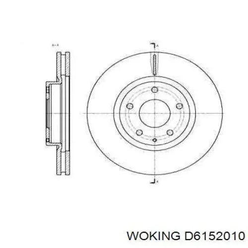 Диск гальмівний передній D6152010 Woking