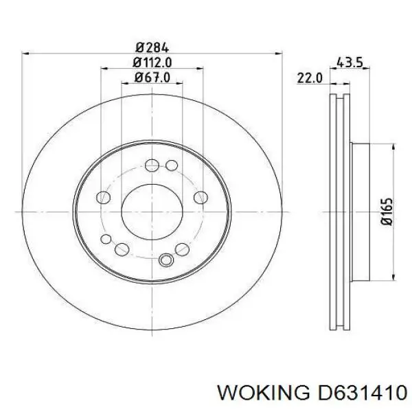 Диск переднього гальма Woking D631410 ціна, від 39.23 USD