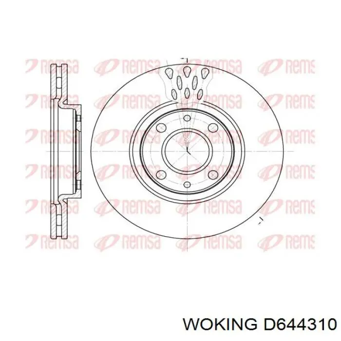 D644310 Woking диск гальмівний передній