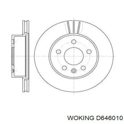 Диск переднього гальма Woking D646010 ціна, від 35.80 USD