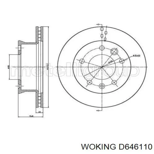 Диск переднього гальма Woking D646110 ціна, від 39.48 USD