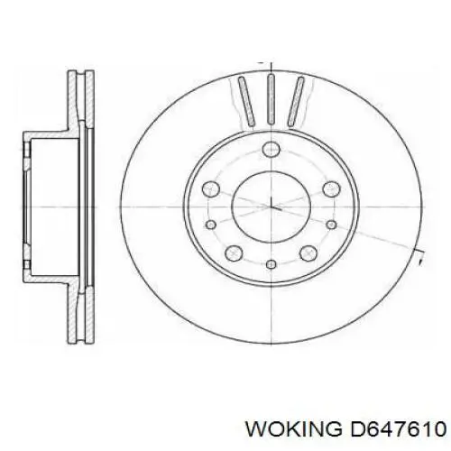 Диск переднього гальма Woking D647610 ціна, від 37.07 USD