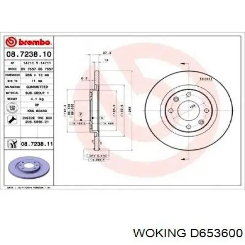 Гальмівні диски передні D653600 Woking