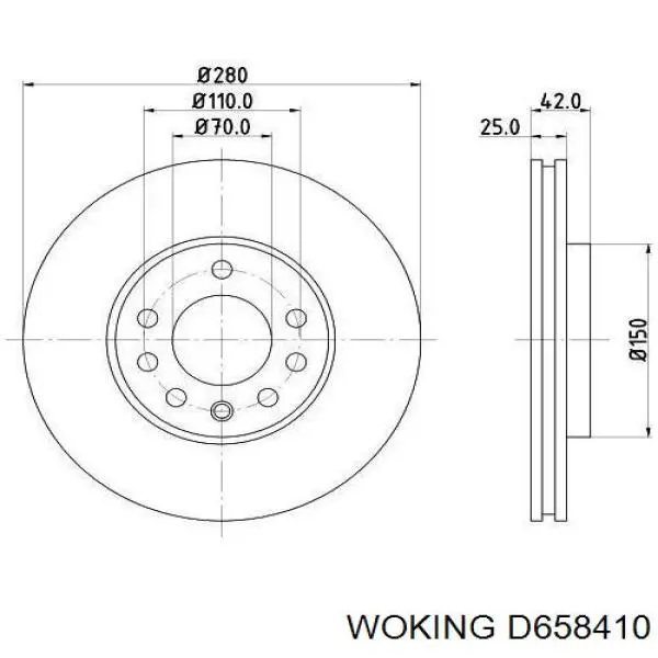 D658410 Woking диск гальмівний передній