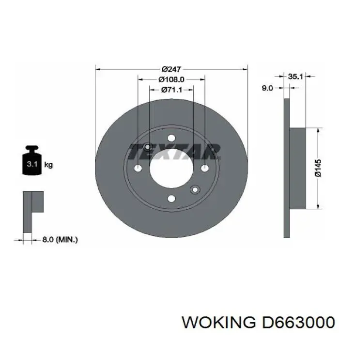 D663000 Woking диск гальмівний задній