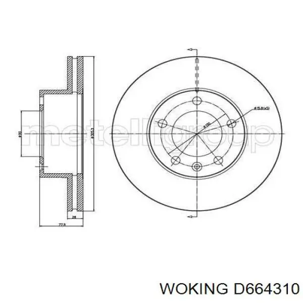 Диск переднього гальма Woking D664310 ціна, від 55.80 USD