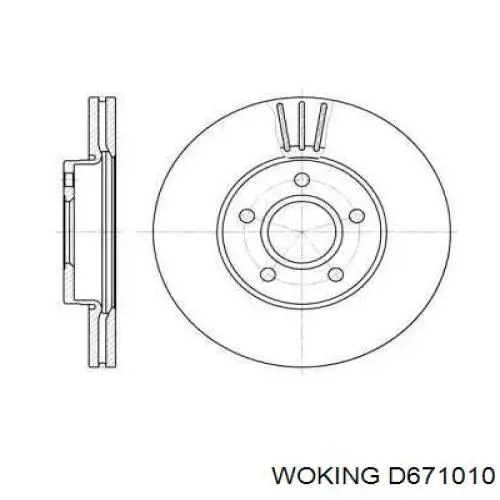 Диск переднього гальма Woking D671010 ціна, від 42.96 USD