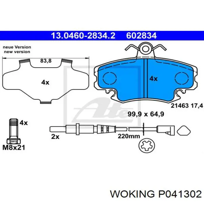 P041302 Woking Передні гальмівні колодки