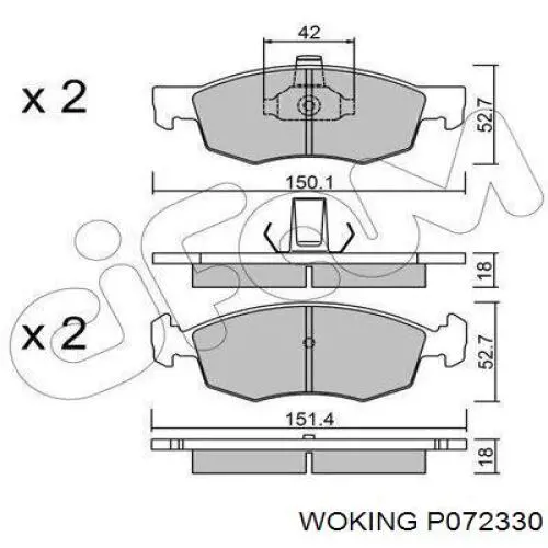 P072330 Woking колодки гальмівні передні, дискові