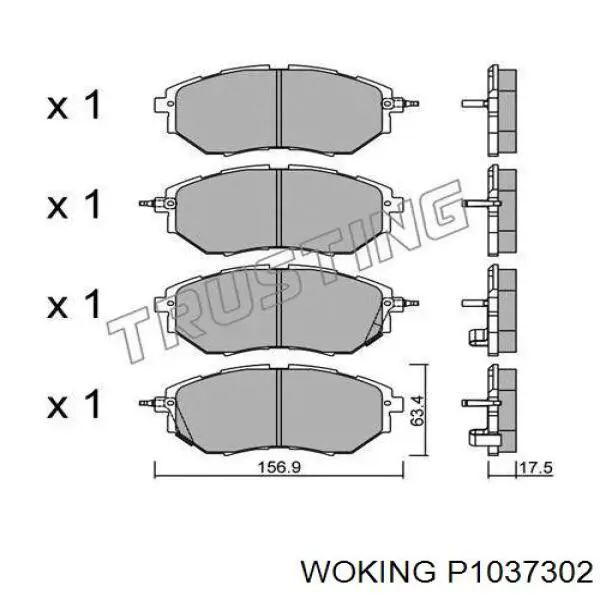 P1037302 Woking колодки гальмівні передні, дискові