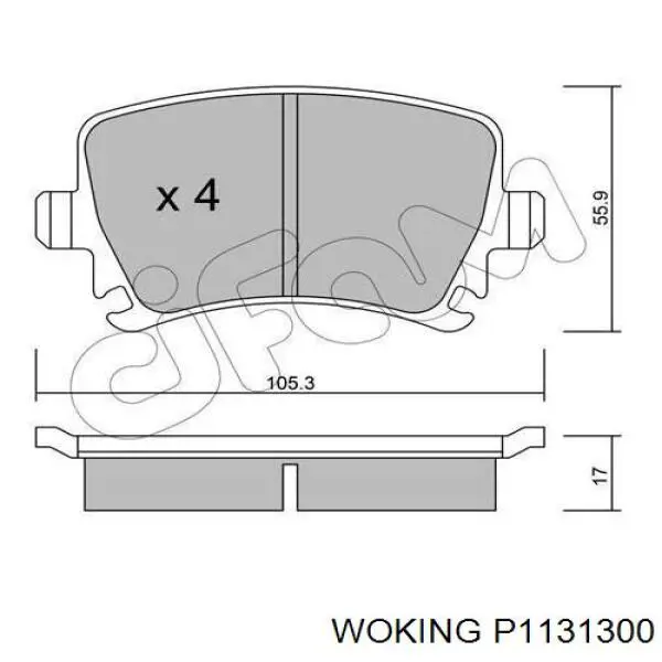 P1131300 Woking колодки гальмові задні, дискові