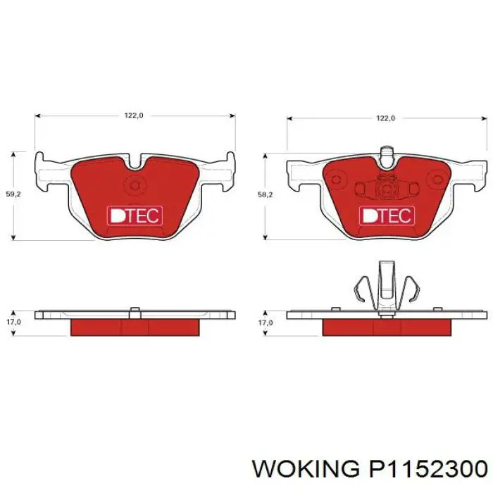 Гальмівні колодки Woking P1152300 ціна, від 35.04 USD