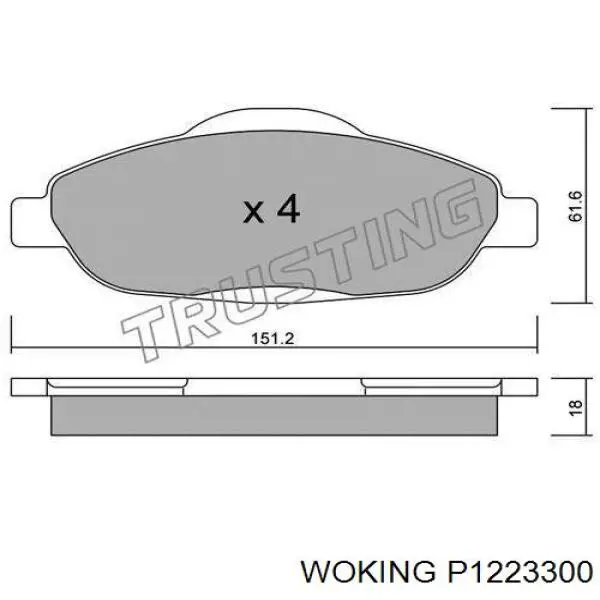 P1223300 Woking колодки гальмівні передні, дискові