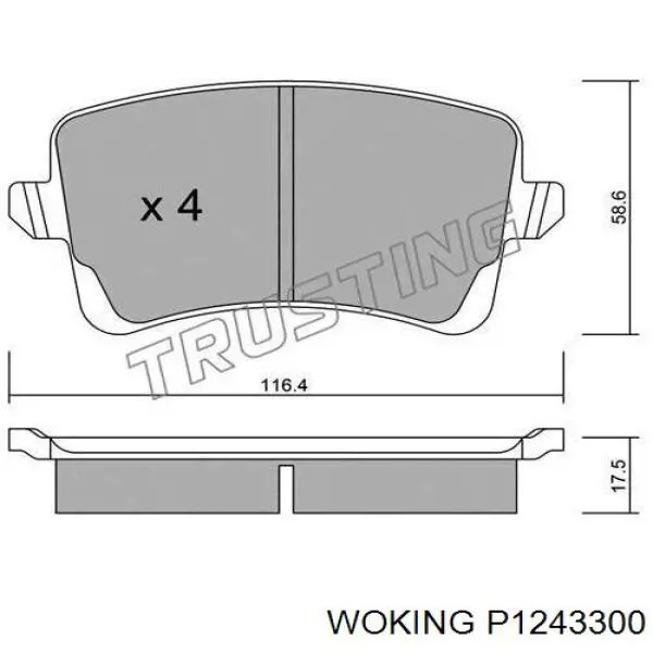 Колодки гальмові задні, дискові P1243300 Woking