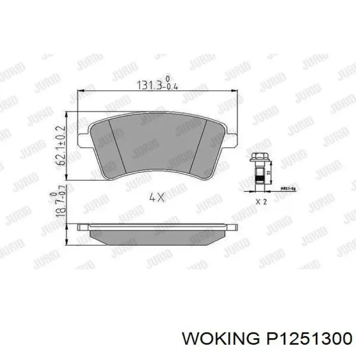 Гальмівні колодки Woking P1251300 ціна, від 17.92 USD