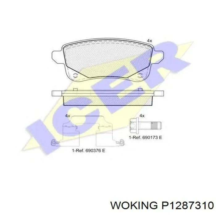 P1287310 Woking Колодки гальмівні задні, дискові