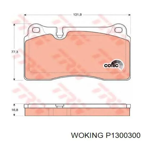 Колодки гальмівні передні, дискові P1300300 Woking