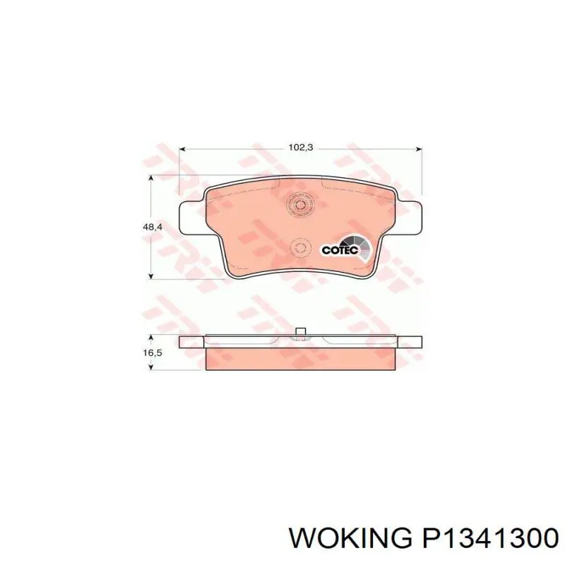 Задні гальмівні колодки Woking P1341300 ціна, від 22.17 USD