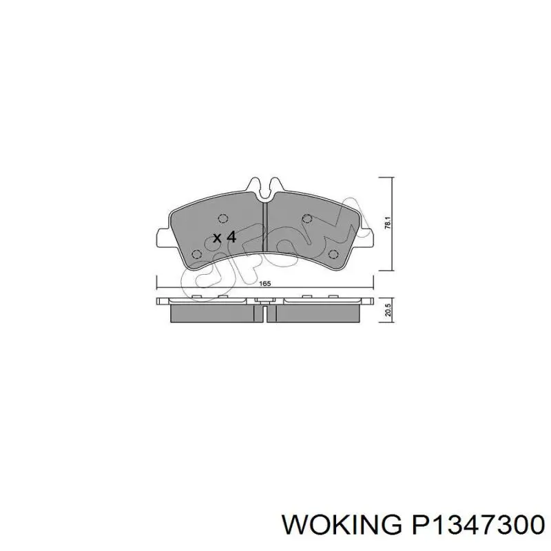 Колодки гальмові задні, дискові P1347300 Woking