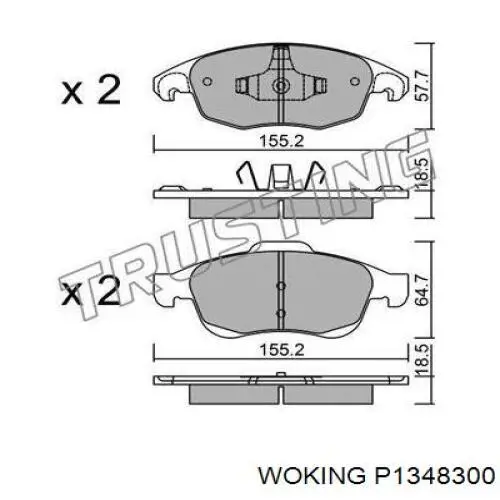 Гальмівні колодки Woking P1348300 ціна, від 20.08 USD