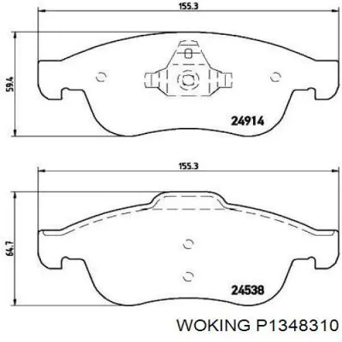 Купити P1348310 Woking Колодки гальмівні передні, дискові