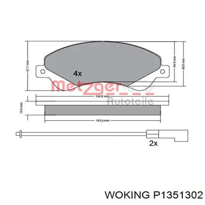 Передні тормозні колодки P1351302 Woking
