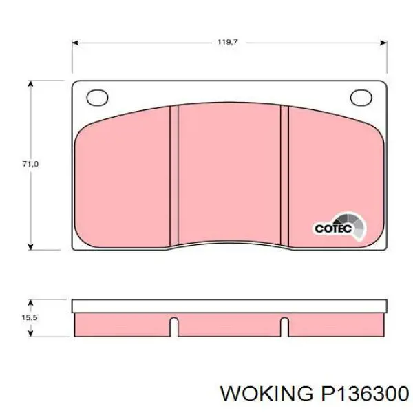 Колодки гальмові задні, дискові P136300 Woking