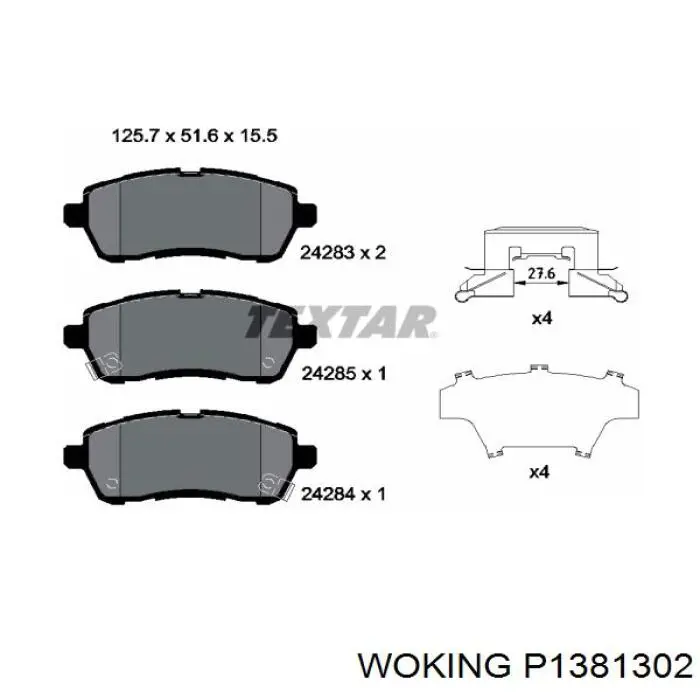 Колодки гальмівні передні, дискові P1381302 Woking