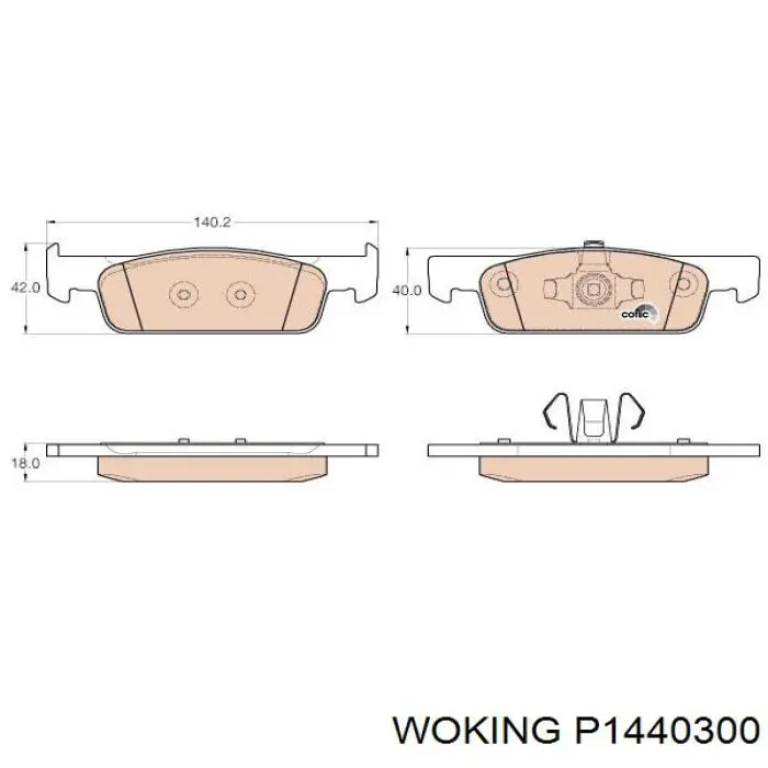 Гальмівні колодки Woking P1440300 ціна, від 18.48 USD