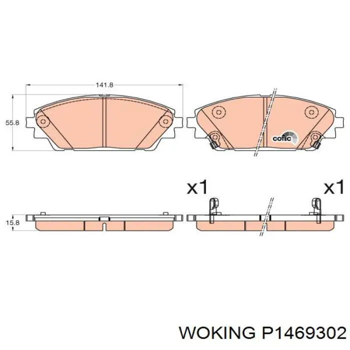 Купити P1469302 Woking Колодки гальмівні передні, дискові