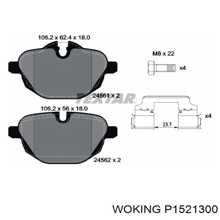 P1521300 Woking колодки гальмові задні, дискові