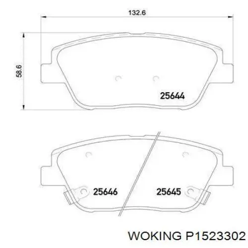 Колодки гальмівні передні, дискові P1523302 Woking