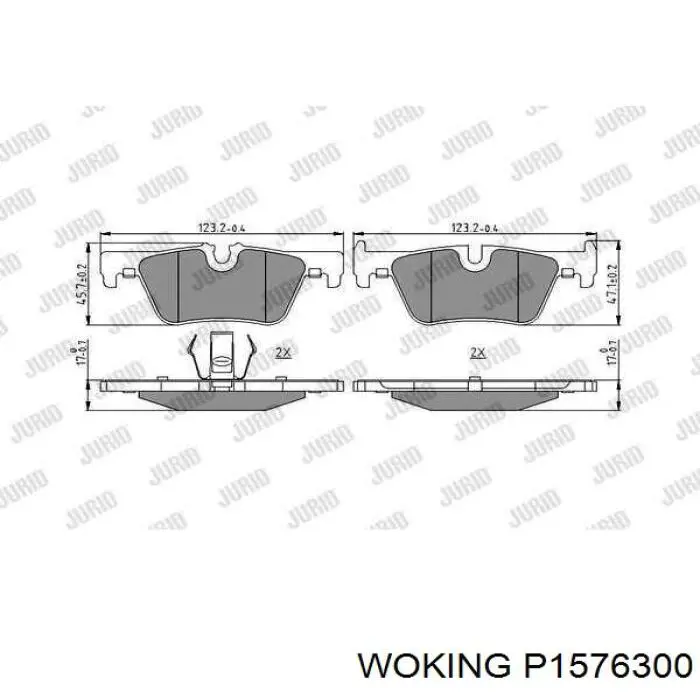 Задні гальмівні колодки P1576300 Woking