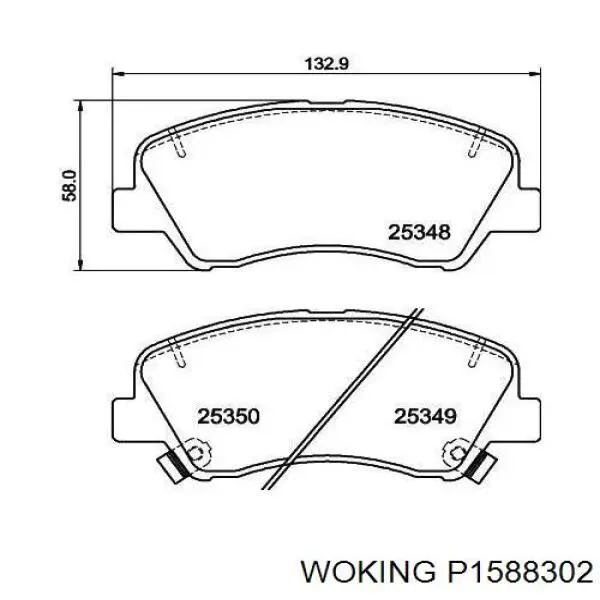 Колодки гальмівні передні, дискові P1588302 Woking