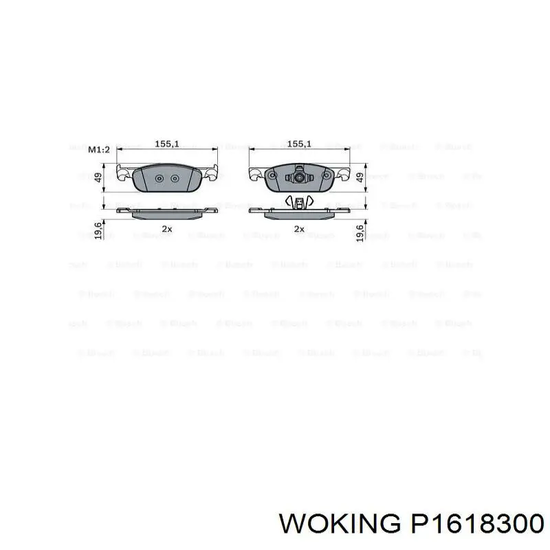Купити P1618300 Woking Колодки гальмівні передні, дискові