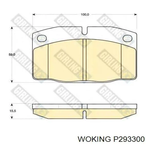Передні тормозні колодки P293300 Woking