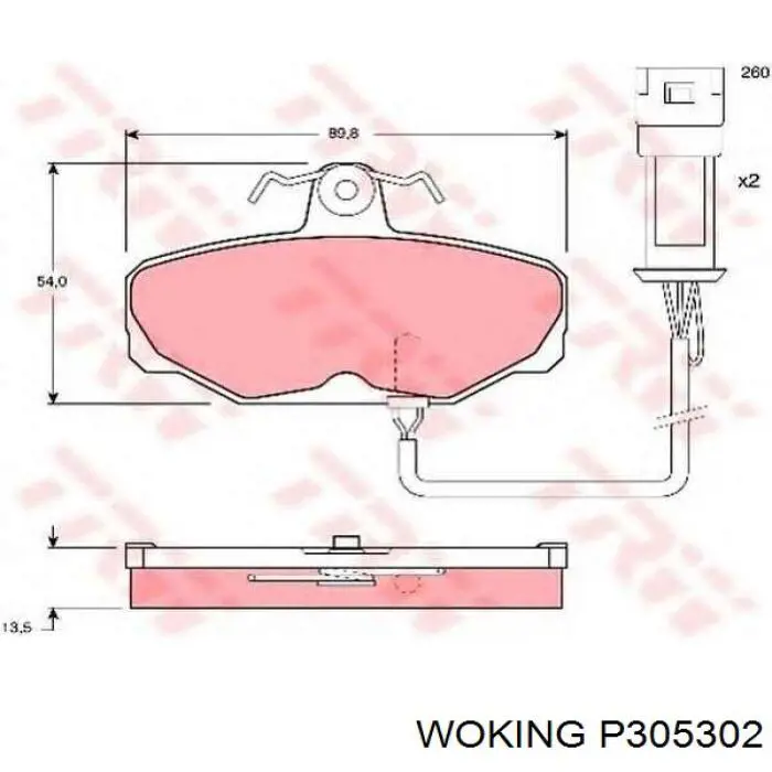 P305302 Woking колодки гальмові задні, дискові