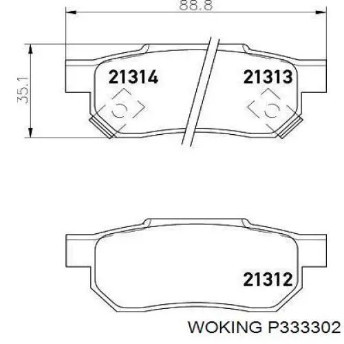 P333302 Woking колодки гальмові задні, дискові