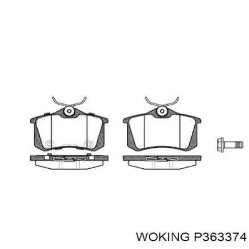 Задні гальмівні колодки Woking P363374 ціна, від 14.57 USD