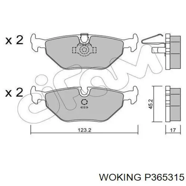 P365315 Woking колодки гальмові задні, дискові