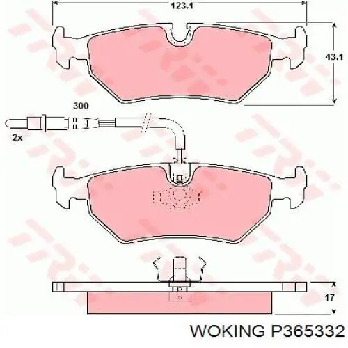 Колодки гальмові задні, дискові P365332 Woking