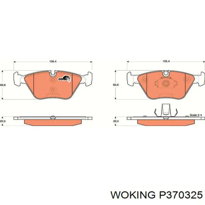 Гальмівні колодки Woking P370325 ціна, від 21.17 USD
