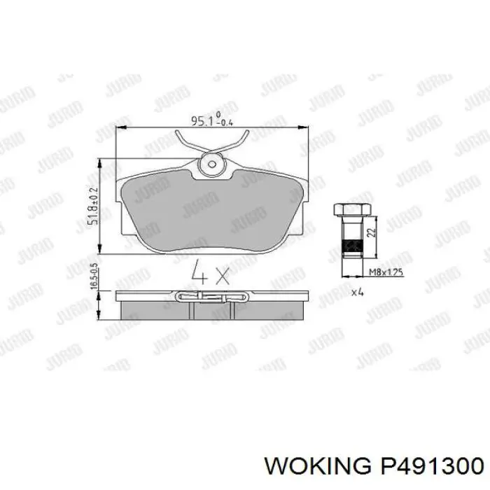 Задні гальмівні колодки Woking P491300 ціна, від 17.98 USD