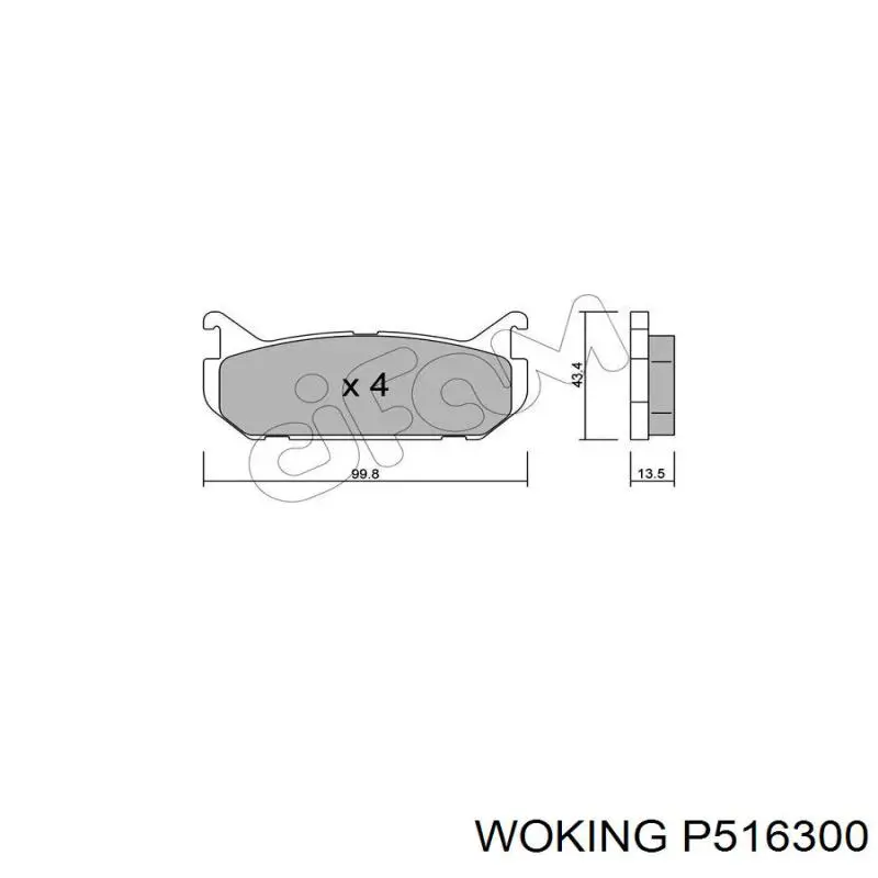 Задні гальмівні колодки P516300 Woking