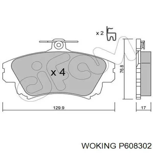 Колодки гальмівні передні, дискові P608302 Woking