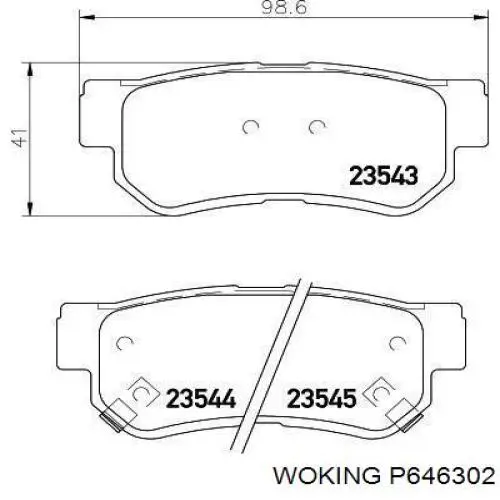 Задні гальмівні колодки Woking P646302 ціна, від 11.75 USD